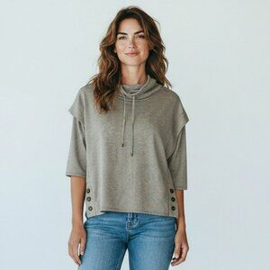 NWT New Directions Womens Small Heather Gray Pullover Shirt Top Size S